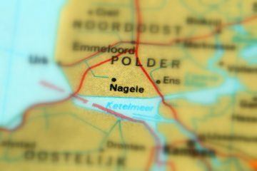 landkaart van Flevoland met Nagele uitgelicht.