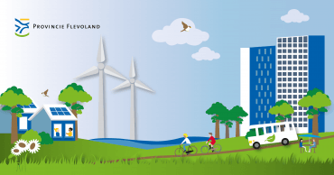 Getekend landschap met windmolens en zonnepanelen
